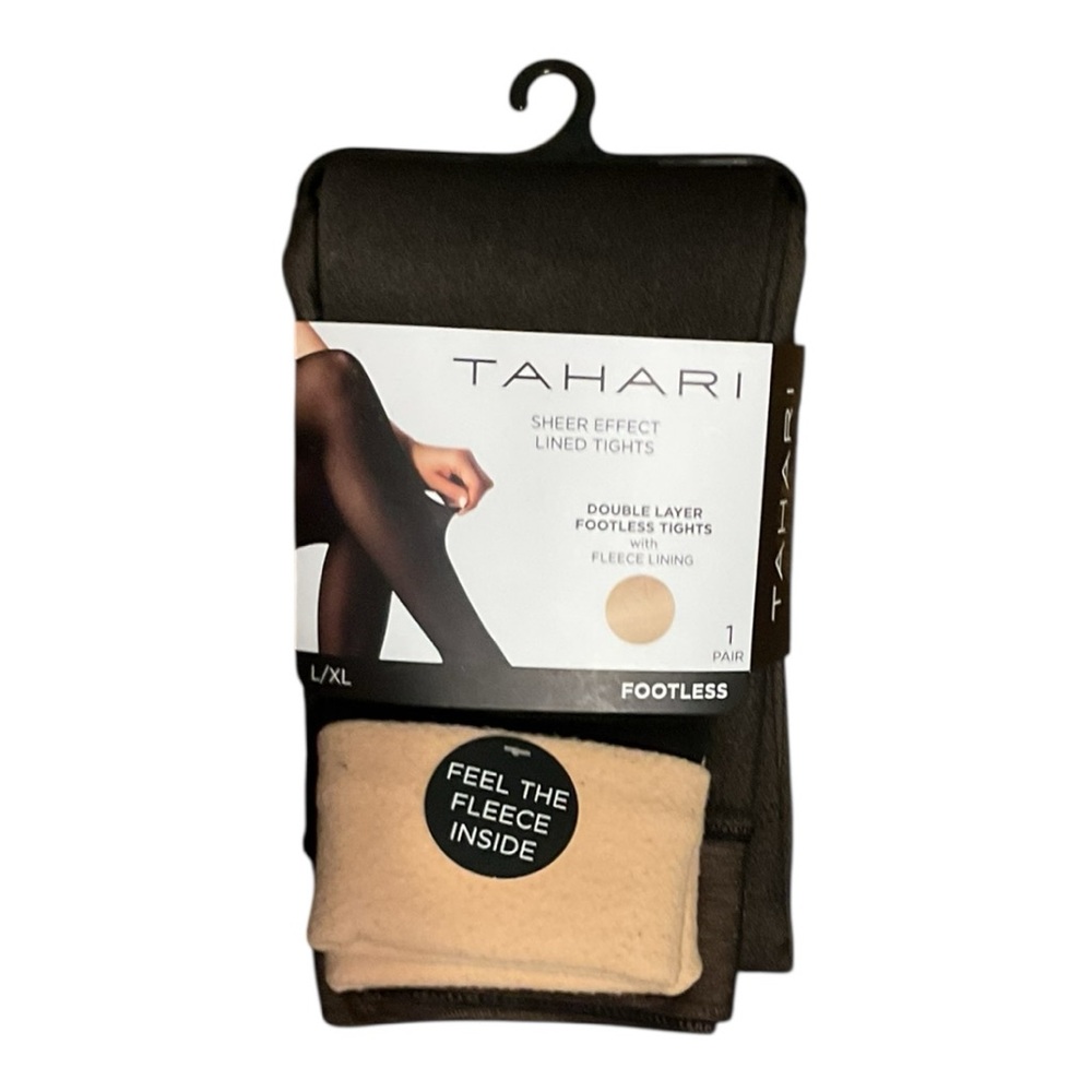 NWT Tahari Sheer Look Fleece Lined Leggings L/XL